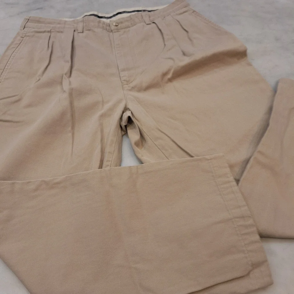 Vintage Polo Ralph Lauren Chino Pants Mens 35x29 Pleated Khaki Trousers Cotton